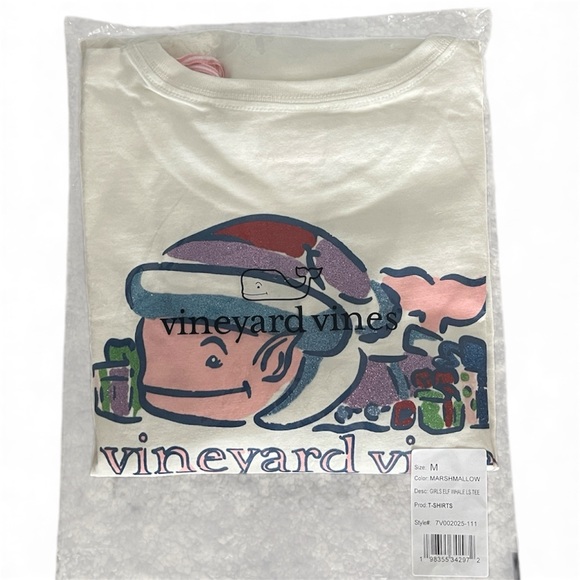 🔥🔥🆕🐳VINEYARD VINES GIRLS WATERCOLOR ELF WHALE LONG-SLEEVE TEE - Picture 3 of 4